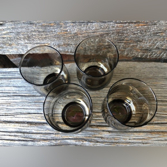 Dominion Glass S/4 Vintage Smokey Brown tumblers Vtg barware kitchenware Retro🤎 - Picture 6 of 11